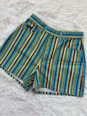Vintage Y2K Route 66 multicolor stripe high rise mom shorts size 26 waist